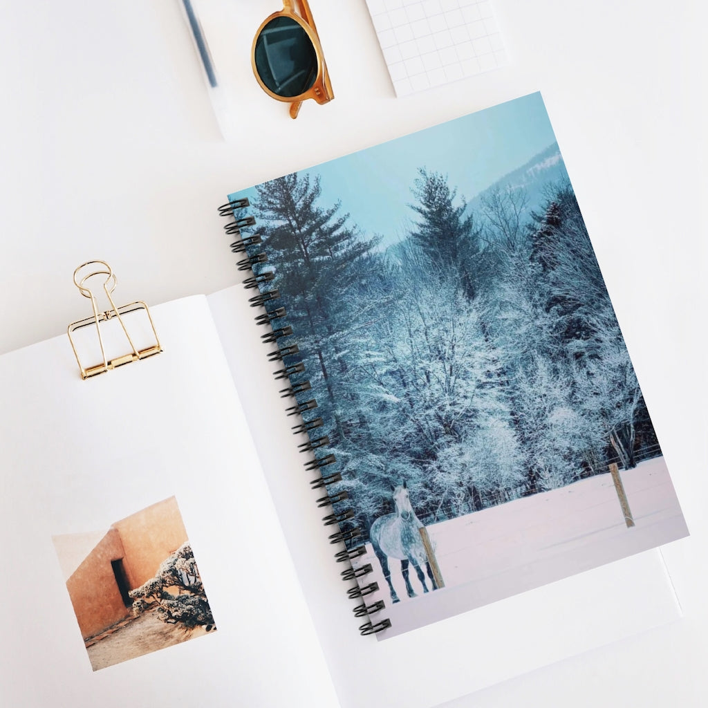 Spiral Notebook - Ruled Line, Horse During Snowstorm, Conway, New Hampshire