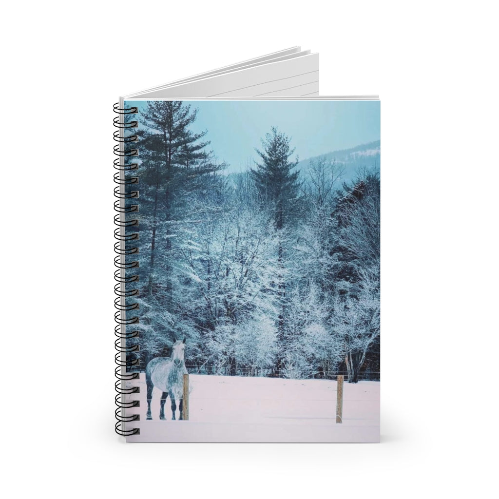 Spiral Notebook - Ruled Line, Horse During Snowstorm, Conway, New Hampshire