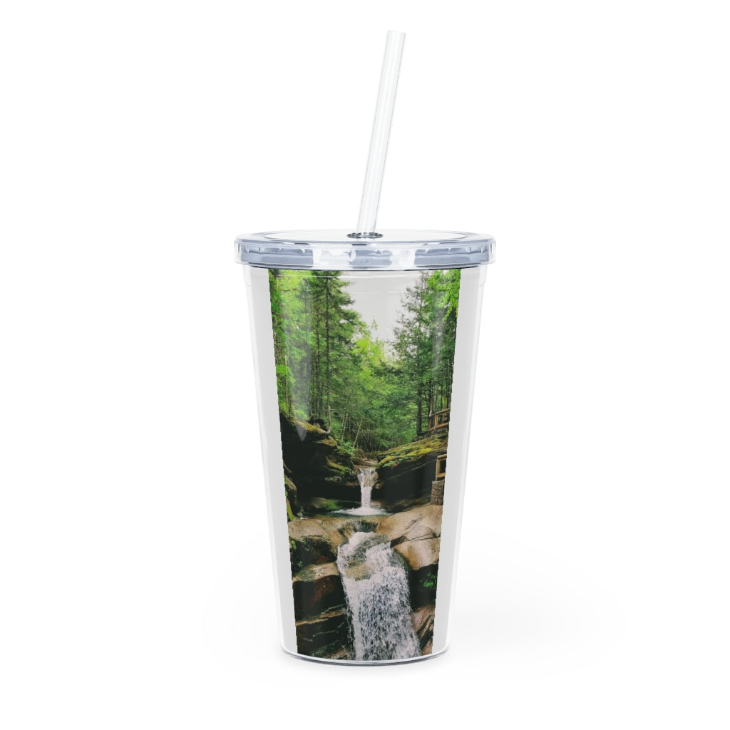 Plastic Tumbler with Straw Sabbaday Falls, New Hampshire