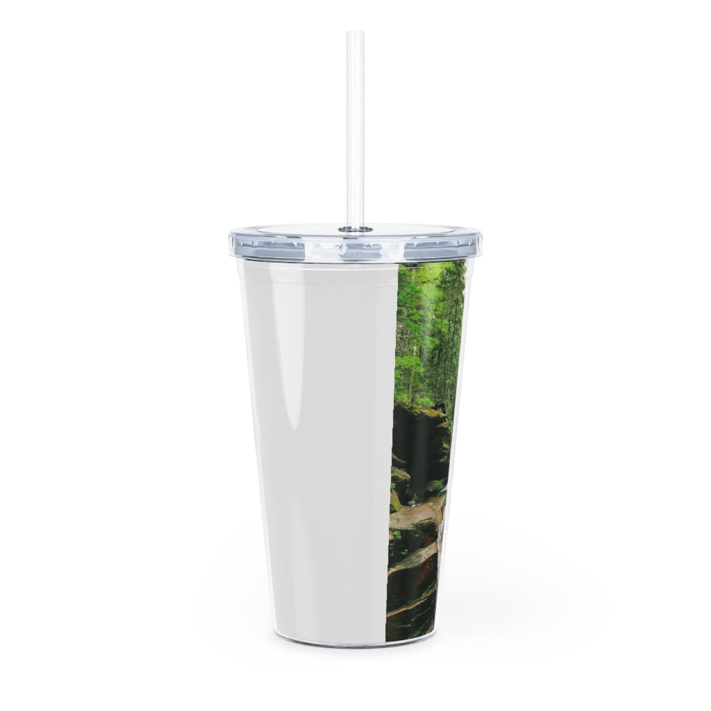 Plastic Tumbler with Straw Sabbaday Falls, New Hampshire