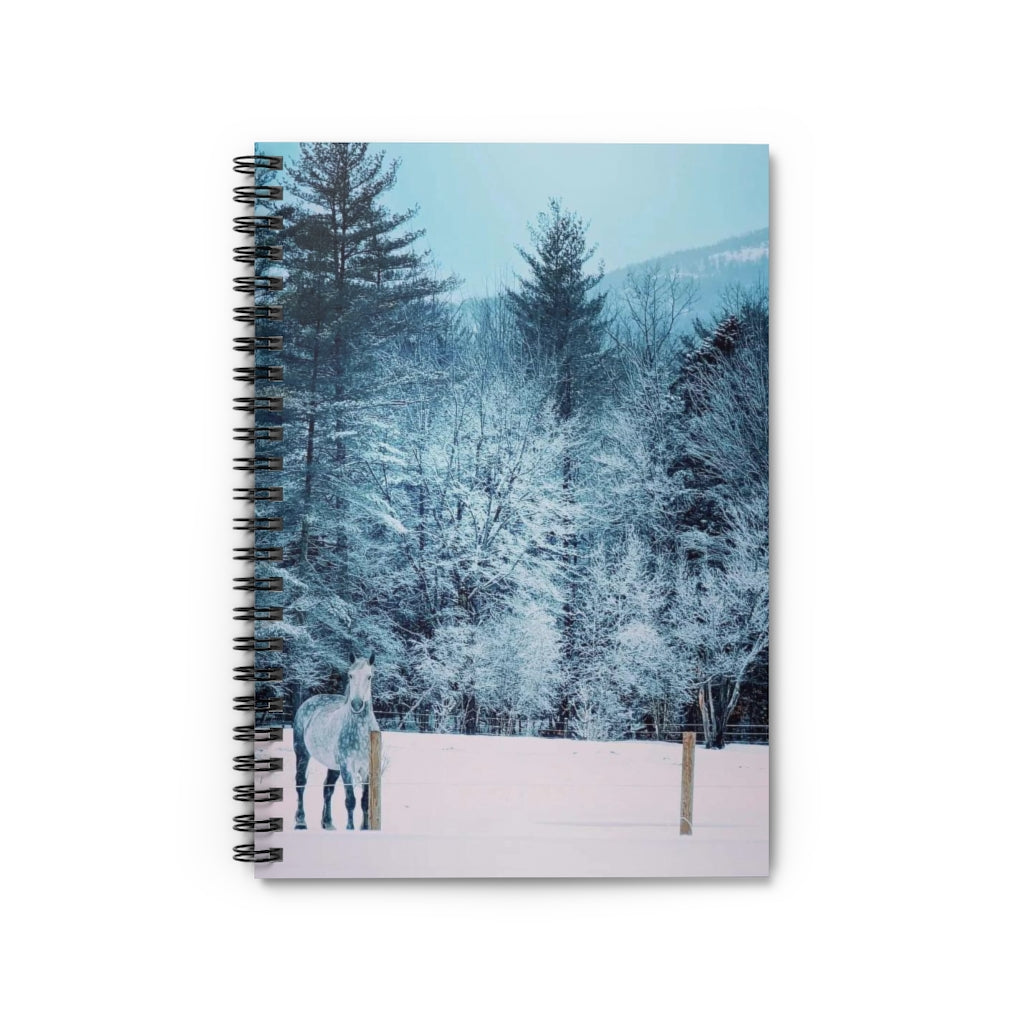 Spiral Notebook - Ruled Line, Horse During Snowstorm, Conway, New Hampshire