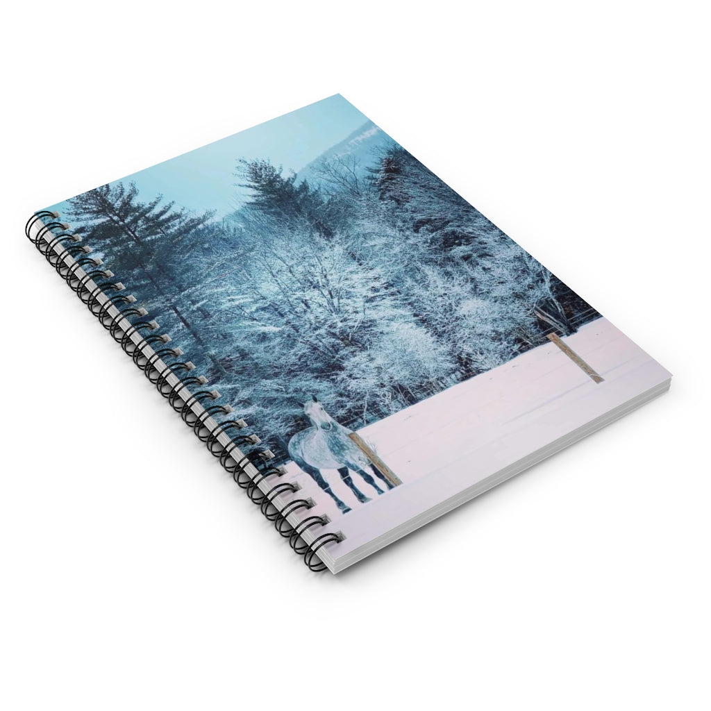 Spiral Notebook - Ruled Line, Horse During Snowstorm, Conway, New Hampshire