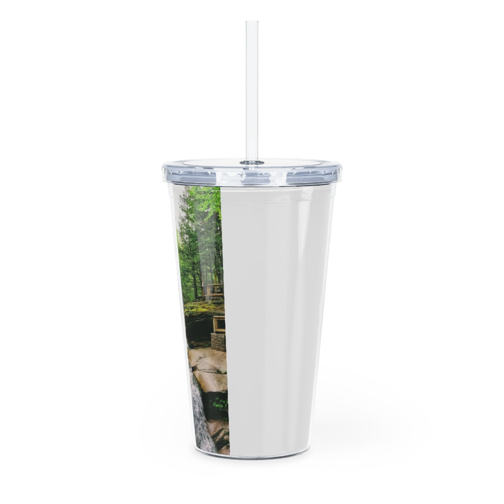 Plastic Tumbler with Straw Sabbaday Falls, New Hampshire