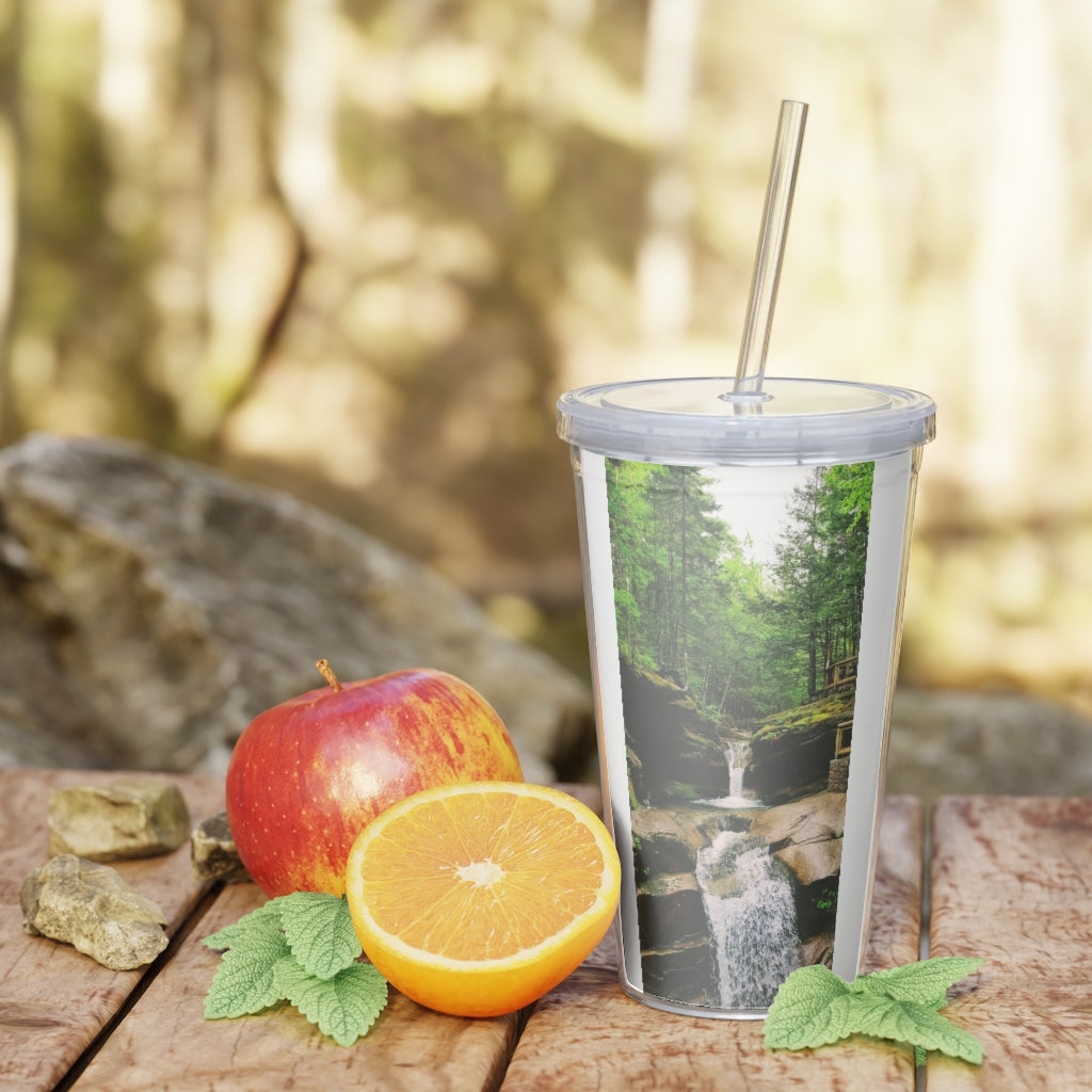 Plastic Tumbler with Straw Sabbaday Falls, New Hampshire